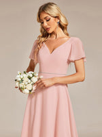 Sharn mother of the bride high low gown with sleeve - Bay Bridal and Ball Gowns