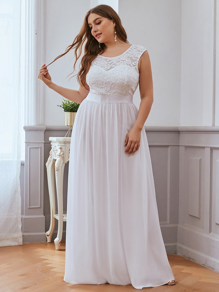 Sherrine chiffon and lace wedding dress in white Express NZ wide - Bay Bridal and Ball Gowns