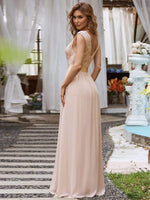 Sherrine chiffon round neckline sleeveless dress in lighter colors - Bay Bridal and Ball Gowns
