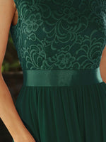 Sherrine round neckline bridesmaid dress in emerald green s10 Express NZ wide - Bay Bridal and Ball Gowns