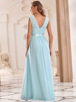 Sherrine sleeved bridesmaid dress in light blue s8 Express NZ wide! - Bay Bridal and Ball Gowns