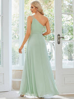 Sisalee light sage one shoulder chiffon s14 bridesmaid dress - Bay Bridal and Ball Gowns