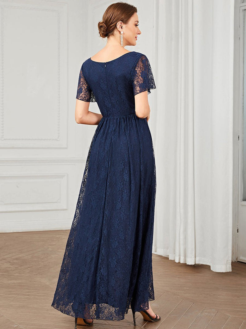 Steph lace mother of the bride gown with sleeve in navy Express NZ wide - Bay Bridal and Ball Gowns