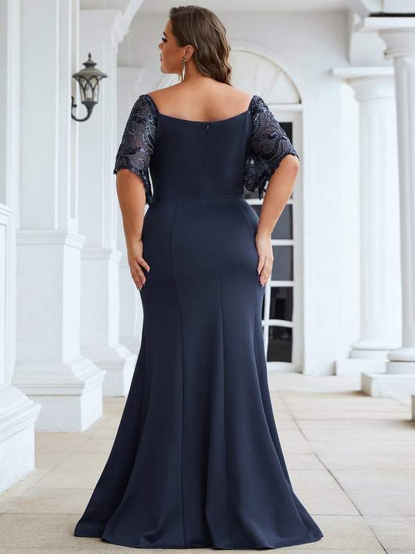 Suzanne lace sleeve v neck evening ball dress - Bay Bridal and Ball Gowns