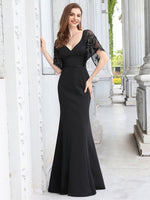 Suzanne lace sleeve v neck evening ball dress - Bay Bridal and Ball Gowns