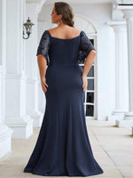 Suzanne lace sleeve v neck evening ball dress Black Express NZ wide - Bay Bridal and Ball Gowns