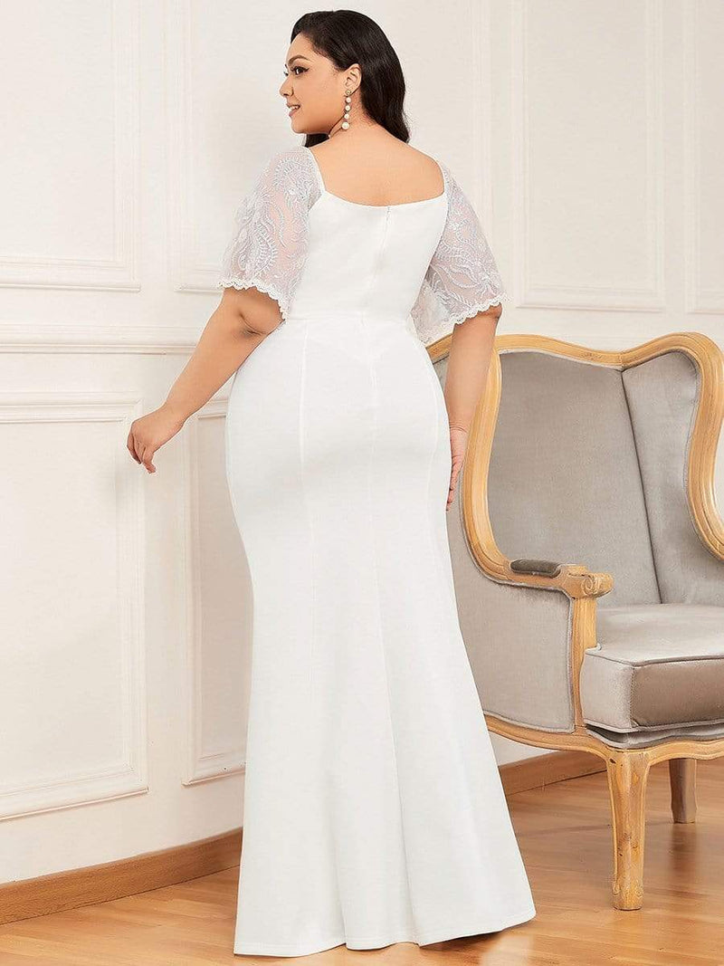 Suzanne lace sleeve v neck wedding ball dress in Ivory - Bay Bridal and Ball Gowns