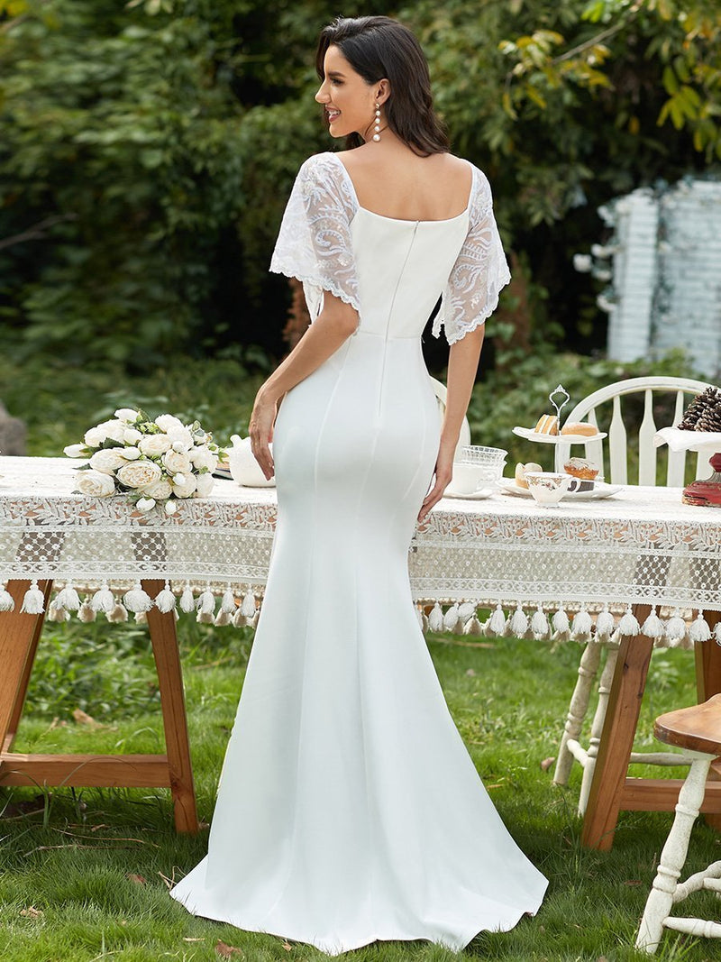 Suzanne lace sleeve v neck wedding dress in Ivory Express NZ wide - Bay Bridal and Ball Gowns