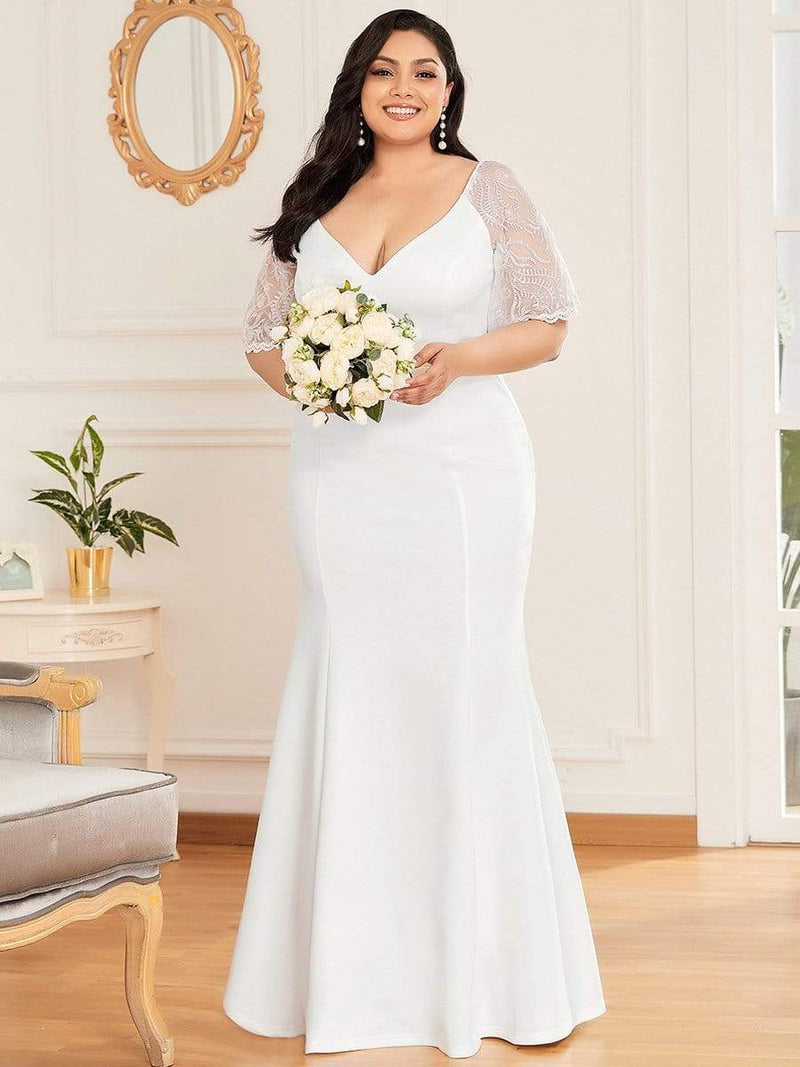 Suzanne lace sleeve v neck wedding dress in Ivory Express NZ wide - Bay Bridal and Ball Gowns