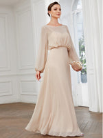 Talia full sleeve blush wedding or events gown in blush s12 Express NZ wide - Bay Bridal and Ball Gowns