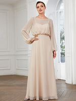 Talia full sleeve blush wedding or events gown in blush s12 Express NZ wide - Bay Bridal and Ball Gowns