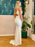 Tamara modern minimalist wedding gown in ivory Express NZ wide - Bay Bridal and Ball Gowns
