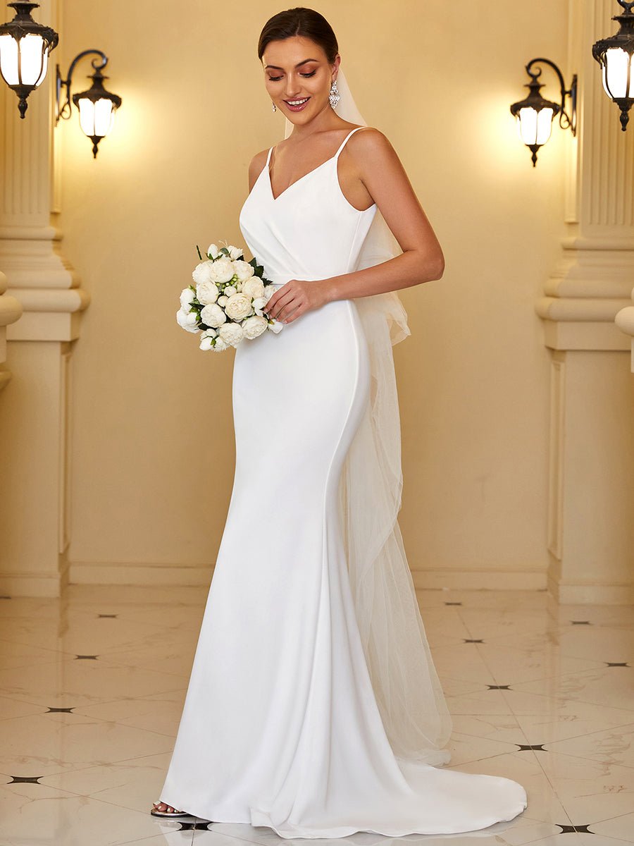 Tamara modern minimalist wedding gown in ivory Express NZ wide - Bay Bridal and Ball Gowns