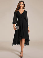 Tammy black long sleeved midi high low dress s16 Express NZ wide - Bay Bridal and Ball Gowns