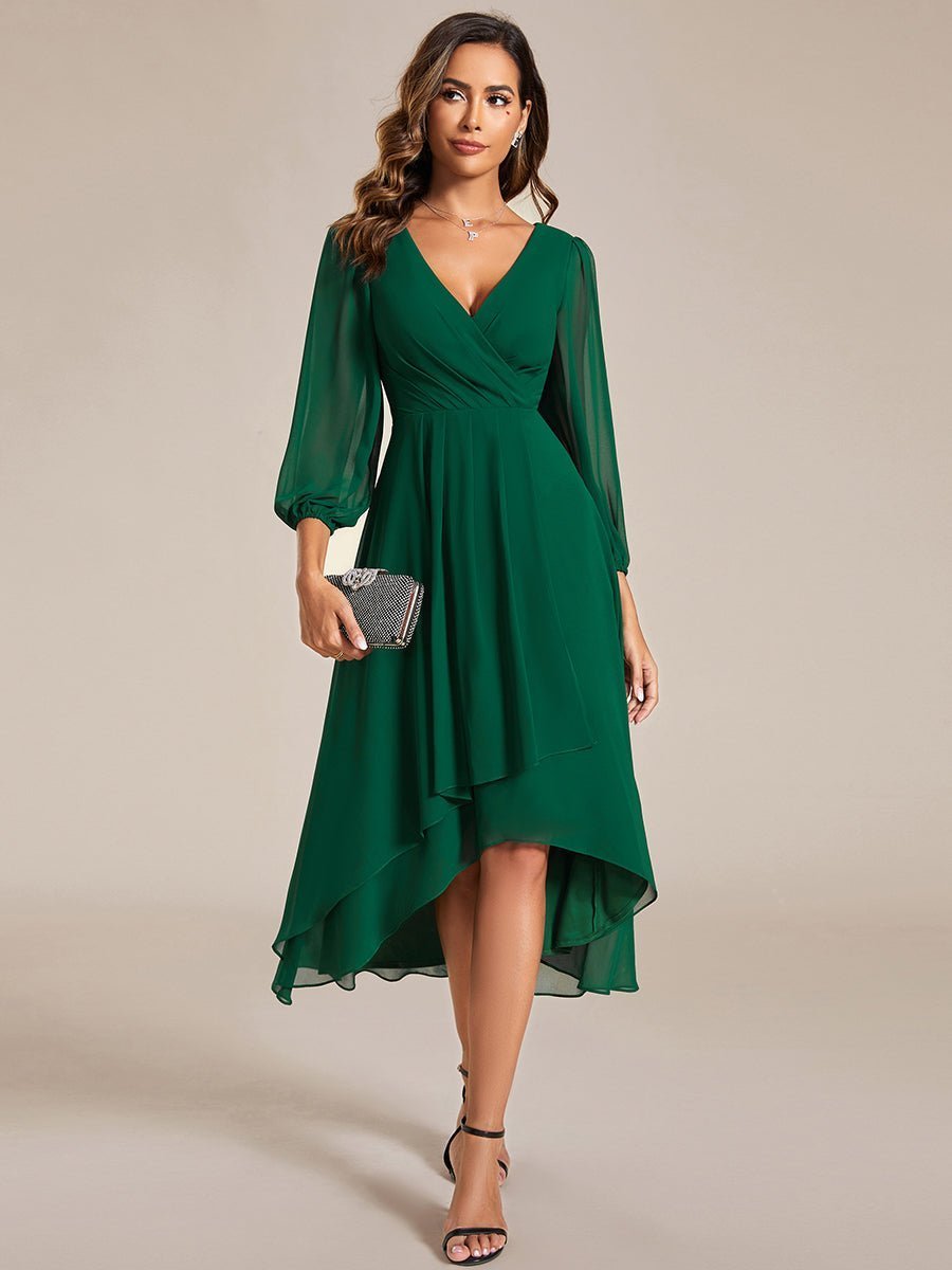 Green chiffon dress with sleeves best sale