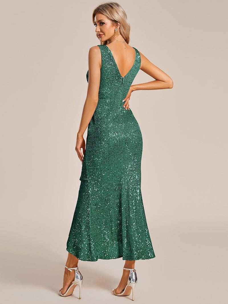 Tamz sequin high low tea length evening cocktail dress - Bay Bridal and Ball Gowns