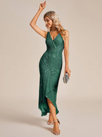 Tamz sequin high low tea length evening cocktail dress - Bay Bridal and Ball Gowns