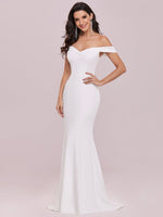 Tess off shoulder mermaid wedding or ball dress in ivory - Bay Bridal and Ball Gowns