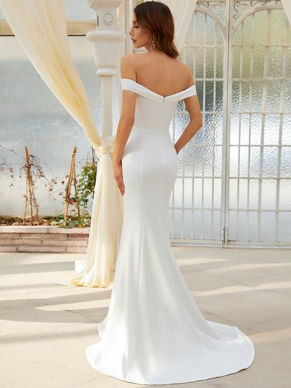 Tess off shoulder mermaid wedding or ball dress in ivory - Bay Bridal and Ball Gowns