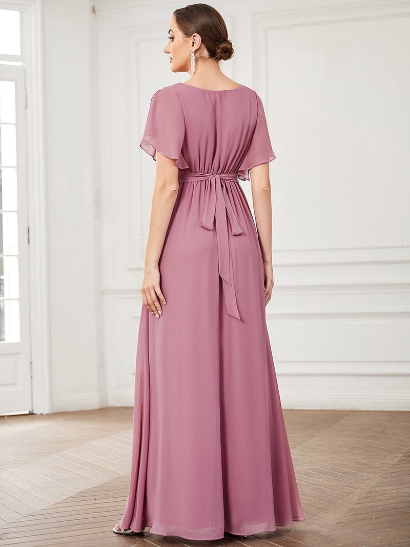 Tia chiffon bridesmaid dress in dusky rose size Express NZ wide - Bay Bridal and Ball Gowns