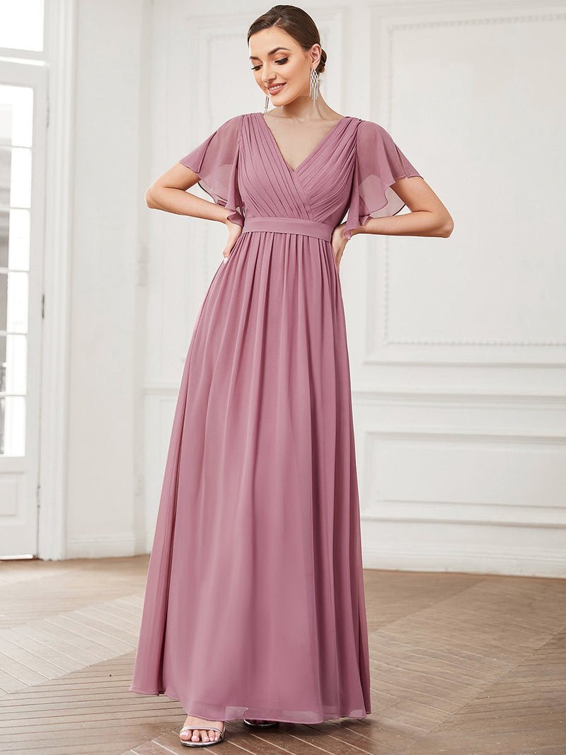Tia chiffon bridesmaid dress in dusky rose size Express NZ wide - Bay Bridal and Ball Gowns