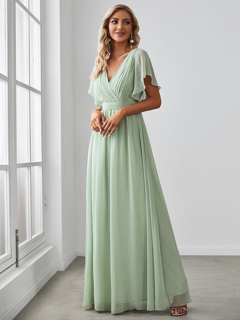 Tia chiffon bridesmaid dress in light sage green size Express NZ wide - Bay Bridal and Ball Gowns