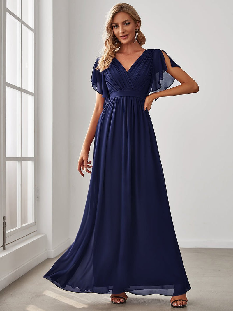 Tia chiffon bridesmaid dress in navy blue Express NZ wide - Bay Bridal and Ball Gowns