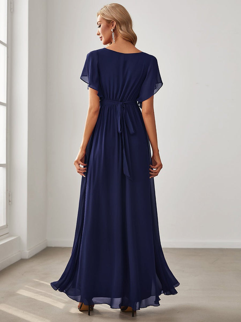 Tia chiffon bridesmaid dress in navy blue Express NZ wide - Bay Bridal and Ball Gowns