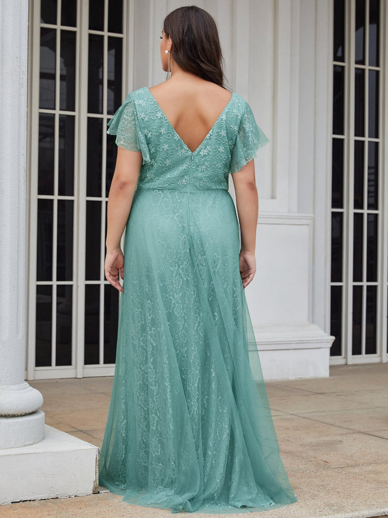 Tiana lace tulle bridesmaid dress in dusky blue s20 Express NZ wide! - Bay Bridal and Ball Gowns