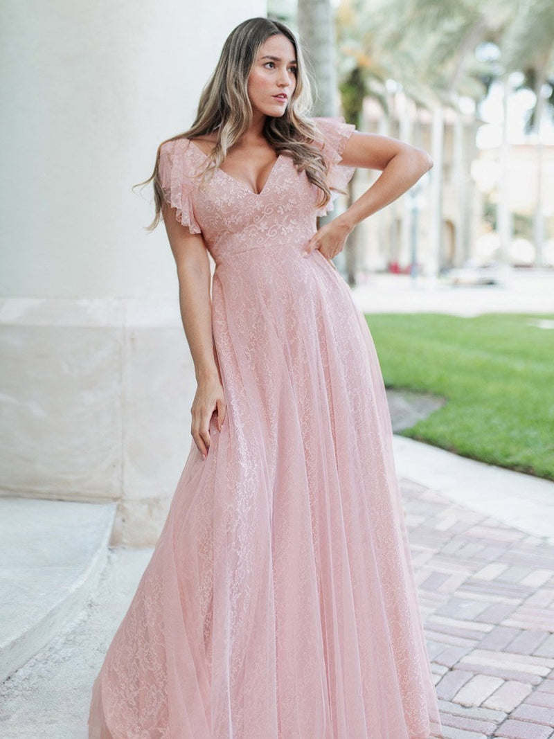 Tiana lace tulle bridesmaid or ball dress in light pink Express NZ wide - Bay Bridal and Ball Gowns