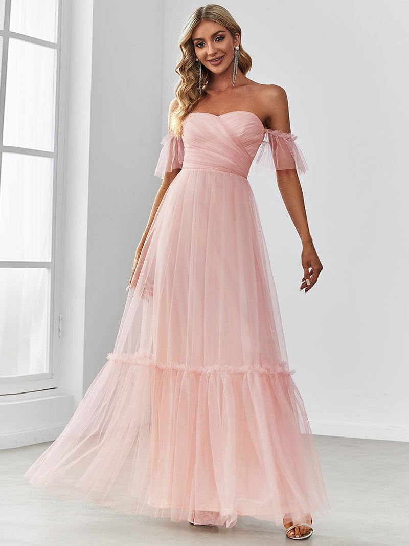 Tilly soft tulle bridesmaid gown in light pink s12 Express NZ wide - Bay Bridal and Ball Gowns