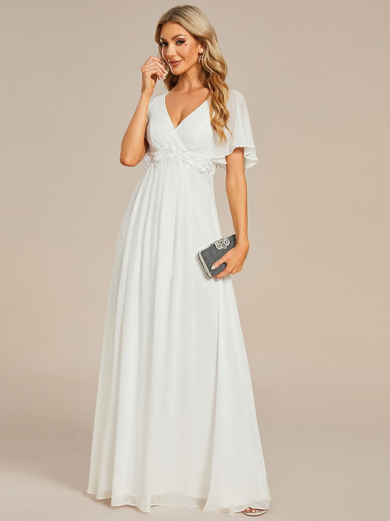Tyler short sleeve chiffon wedding dress in ivory - Bay Bridal and Ball Gowns