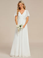 Tyler short sleeve chiffon wedding dress in ivory - Bay Bridal and Ball Gowns