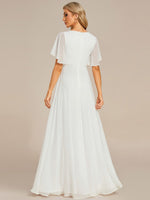 Tyler short sleeve chiffon wedding dress in ivory Express NZ wide - Bay Bridal and Ball Gowns