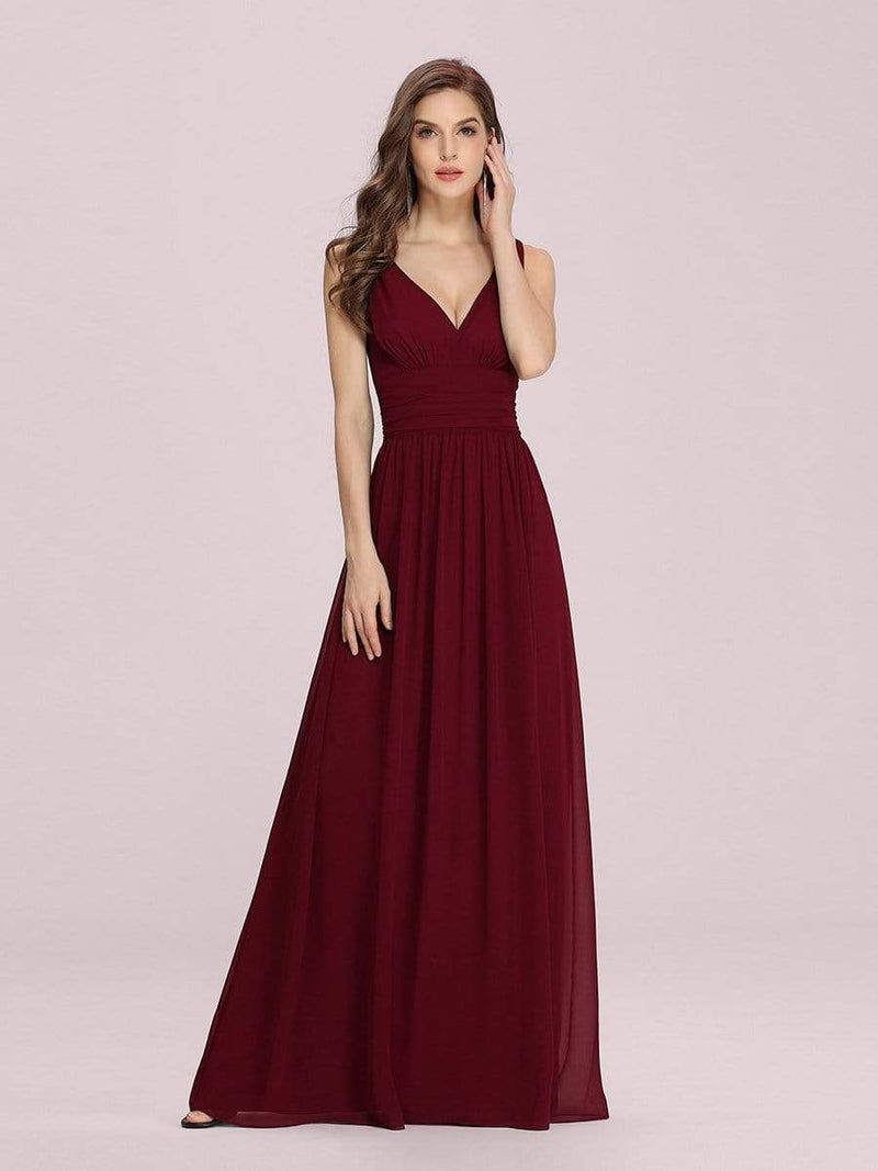 Veda chiffon bridesmaid dress in burgundy Express NZ wide - Bay Bridal and Ball Gowns