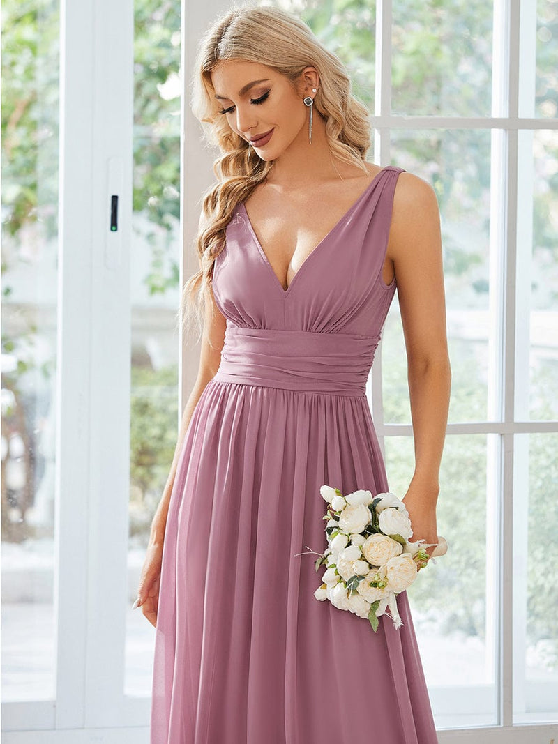 Veda chiffon bridesmaid dress in dusky rose Express NZ wide - Bay Bridal and Ball Gowns