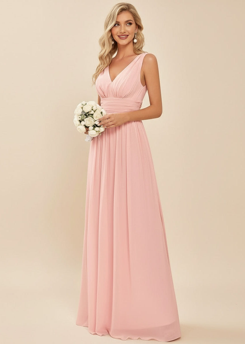 Veda chiffon bridesmaid dress in light pink Express NZ wide - Bay Bridal and Ball Gowns