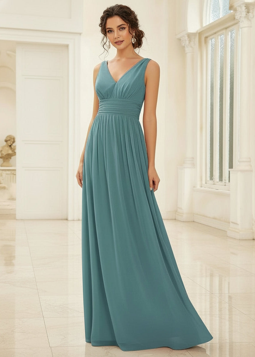 Veda classic bridesmaid dress in dusky blue Express NZ wide - Bay Bridal and Ball Gowns