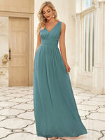 Veda classic bridesmaid dress in dusky blue Express NZ wide - Bay Bridal and Ball Gowns