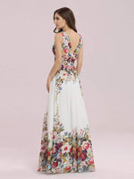 Veda floral printed classic party dress in ivory Express NZ wide - Bay Bridal and Ball Gowns
