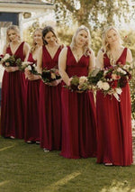 Veda V neck and back classic chiffon bridesmaid dress - Bay Bridal and Ball Gowns