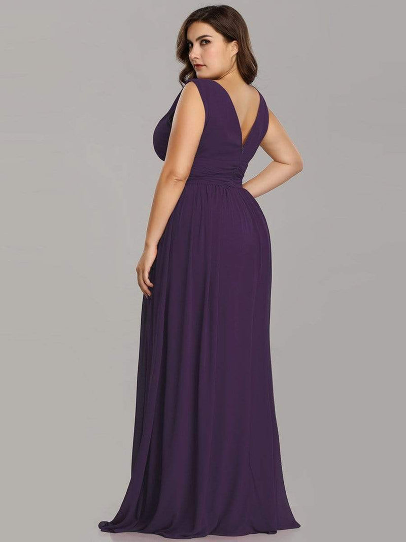 Veda V neck and back classic chiffon bridesmaid dress in dark purple Express NZ wide - Bay Bridal and Ball Gowns