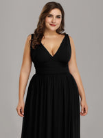 Veda V neck chiffon bridesmaid dress in black s8 Express NZ wide! - Bay Bridal and Ball Gowns