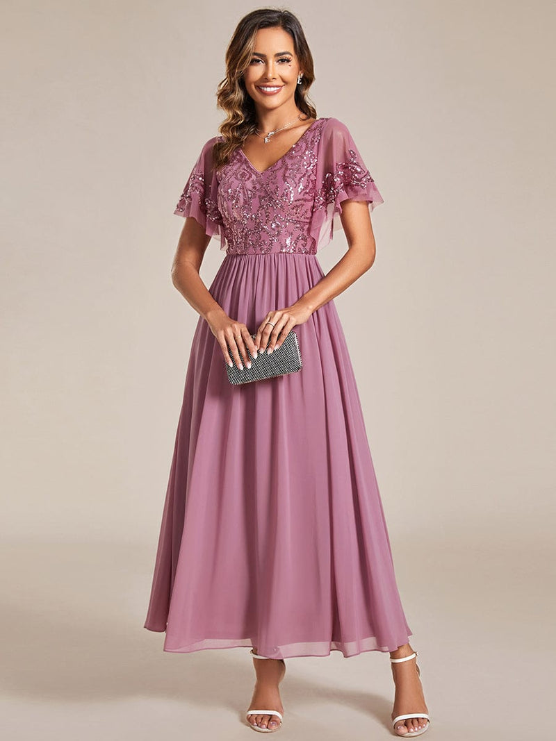 Virginia ankle length dress in dusky rose size 8 Express NZ wide - Bay Bridal and Ball Gowns