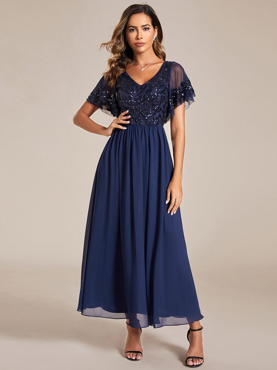Virginia mother of the bride ankle length dress in navy s8 Express NZ wide - Bay Bridal and Ball Gowns
