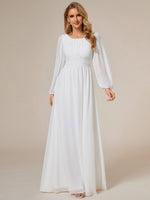 Wanda boat neck full sleeve white wedding dress - Bay Bridal and Ball Gowns