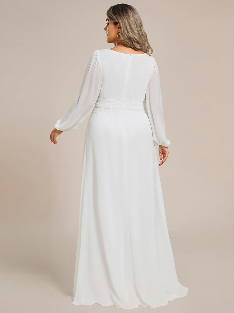 Wanda boat neck full sleeve white wedding dress - Bay Bridal and Ball Gowns