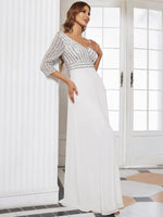 Yara sequin and chiffon wedding dress in ivory - Bay Bridal and Ball Gowns