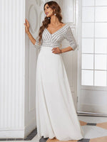 Yara sequin and chiffon wedding dress in ivory - Bay Bridal and Ball Gowns
