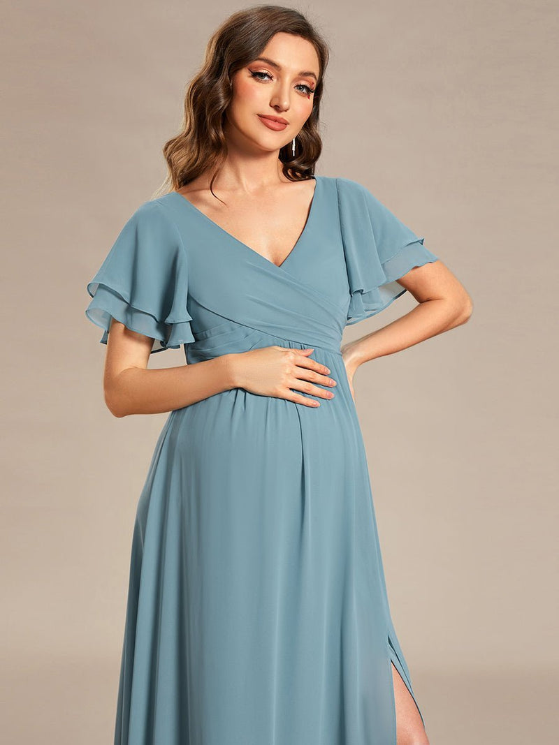 Yolanda dusky blue sweet maternity gown s8 Express NZ wide - Bay Bridal and Ball Gowns